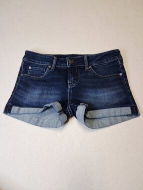 Bootlegger Cuffed Dark Blue Denim Women's Shorts